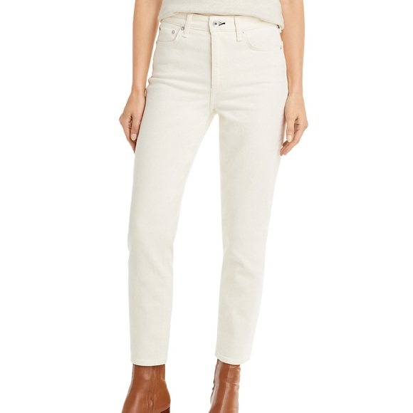 rag & bone Nina High-Rise Ankle Cigarette Jean In Ecru